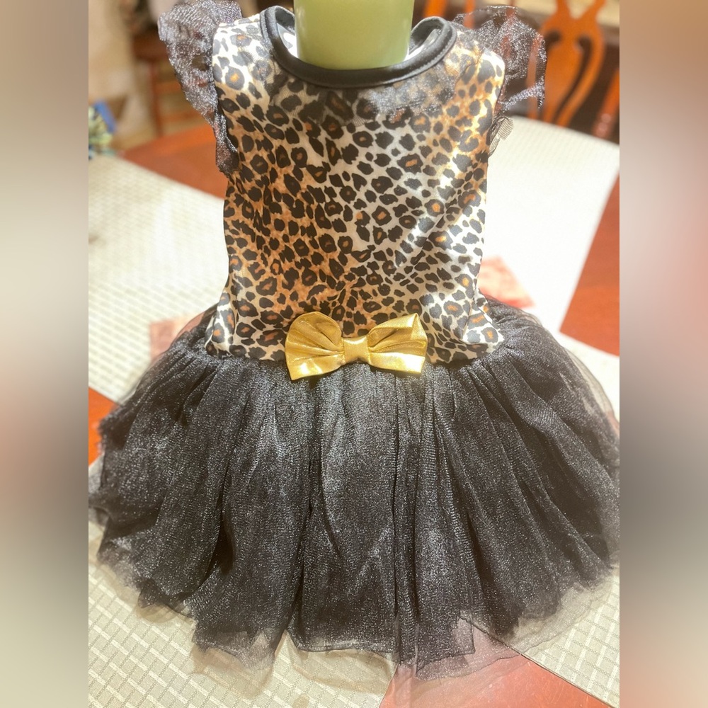 Toddler Girls Black & Gold Leopard Print TuTu Dress / Costume